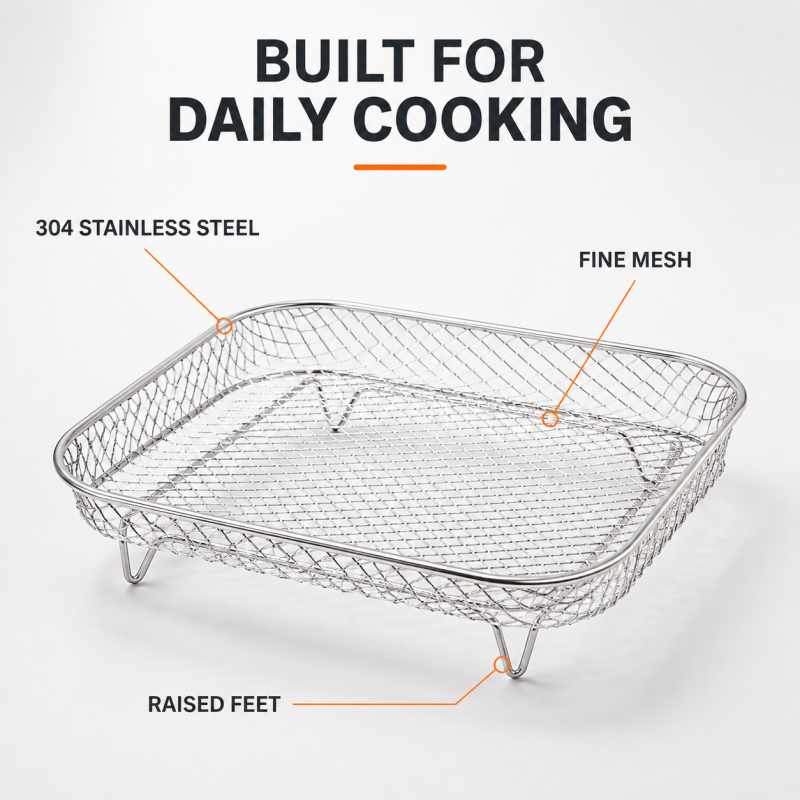 Air Fryer Rack Set of 3 Stackable Stainless Steel Rectangular