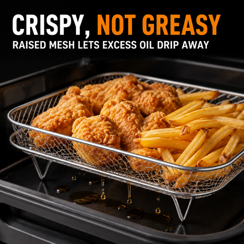 Air Fryer Rack Set of 3 Stackable Stainless Steel Rectangular