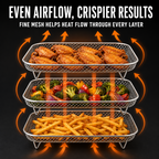 Air Fryer Rack Set of 3 Stackable Stainless Steel Rectangular
