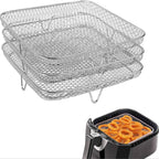 Air Fryer Rack Set of 3 Stackable Stainless Steel Rectangular