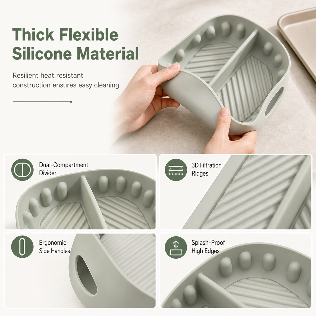 Air Fryer Silicone Liner Divided 3 Pack