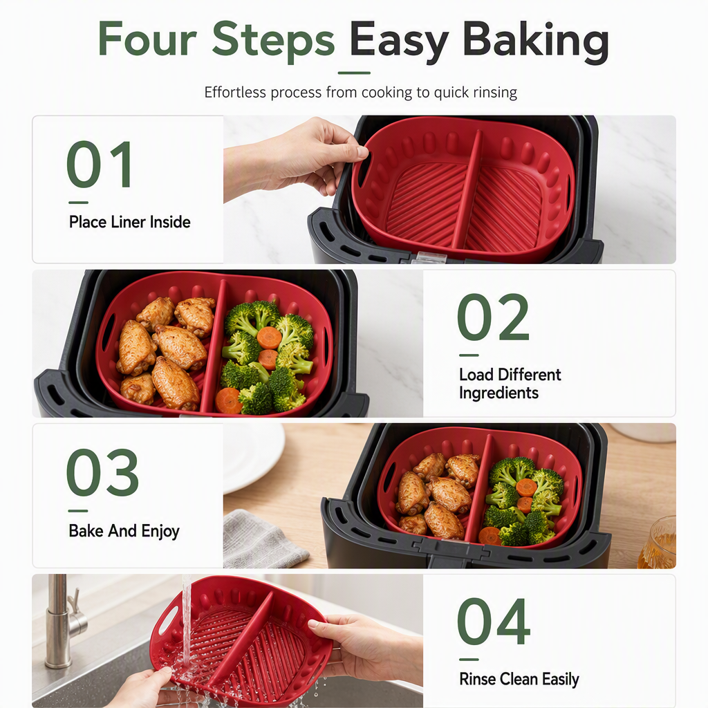 Air Fryer Silicone Liner Divided 3 Pack
