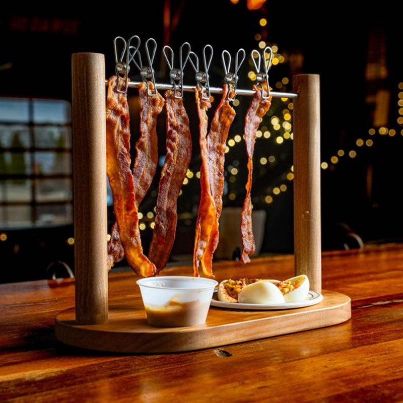Charcuterie Hanging Rack with Wooden Base and 8 Clips