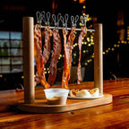 Charcuterie Hanging Rack with Wooden Base and 8 Clips