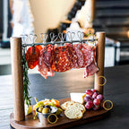 Charcuterie Hanging Rack with Wooden Base and 8 Clips
