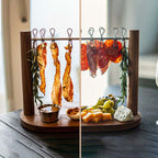 Charcuterie Hanging Rack with Wooden Base and 8 Clips