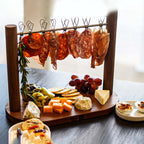 Charcuterie Hanging Rack with Wooden Base and 8 Clips
