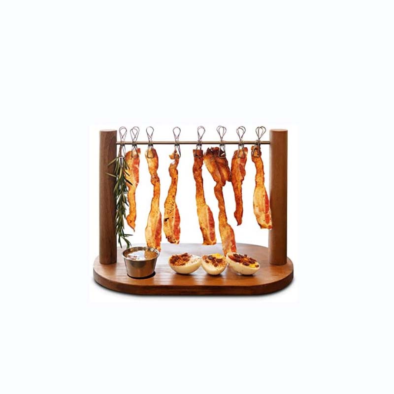 Charcuterie Hanging Rack with Wooden Base and 8 Clips