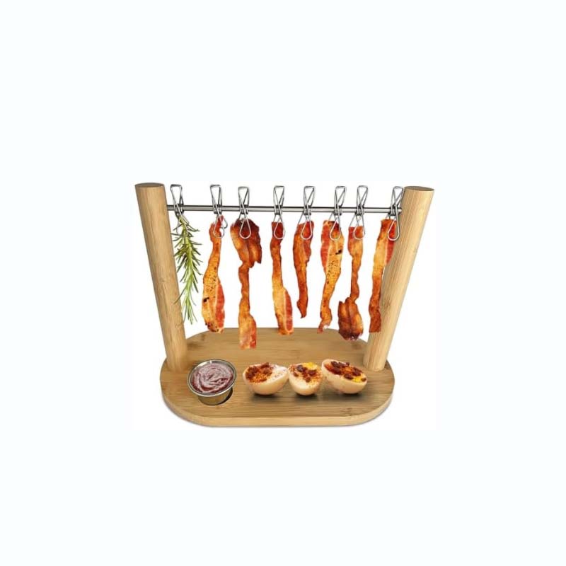 Charcuterie Hanging Rack with Wooden Base and 8 Clips