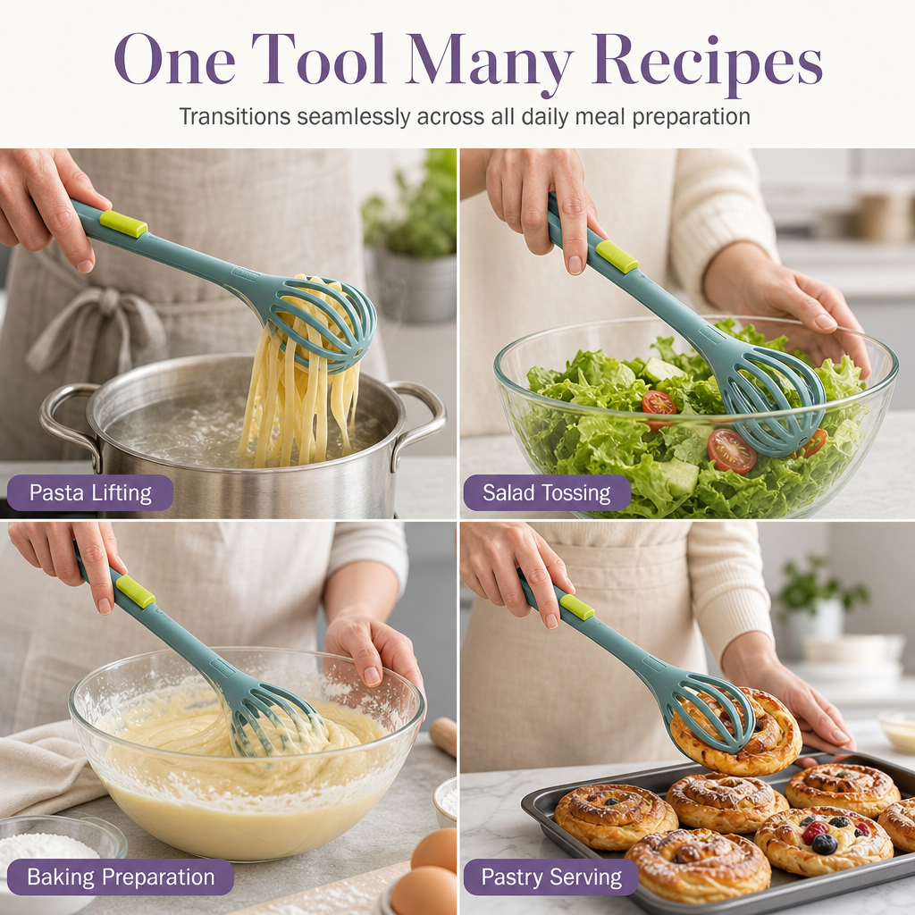 Egg Whisk and Food Tongs 2 in 1 Kitchen Tool 11 Inch