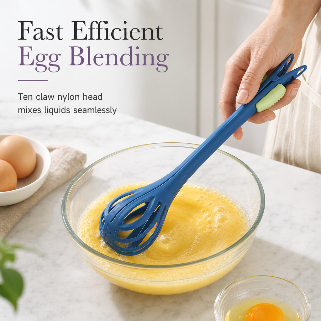 Egg Whisk and Food Tongs 2 in 1 Kitchen Tool 11 Inch