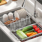 Expandable Over the Sink Dish Rack Stainless Steel 16.7 to 21.7 Inch