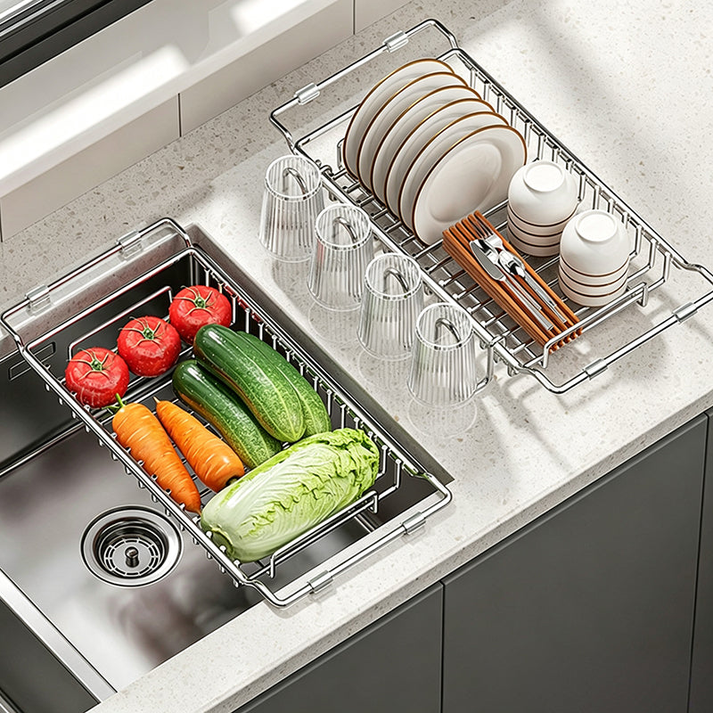 Expandable Over the Sink Dish Rack Stainless Steel 16.7 to 21.7 Inch