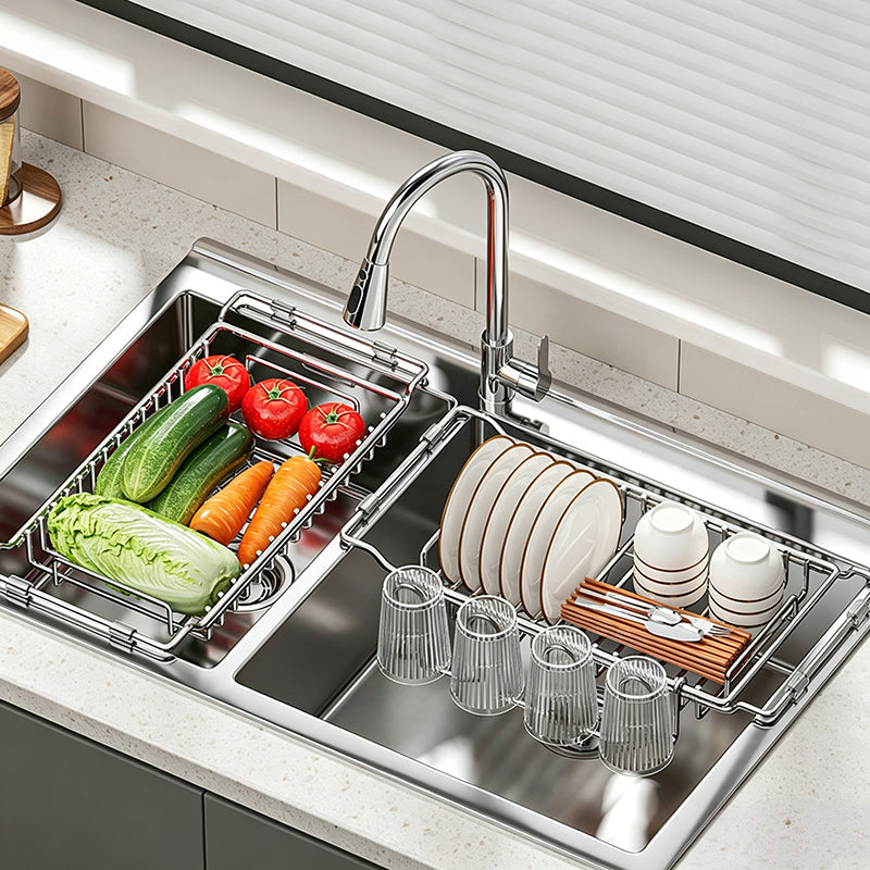 Expandable Over the Sink Dish Rack Stainless Steel 16.7 to 21.7 Inch