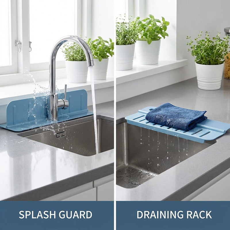Foldable Sink Splash Guard with Suction Cups 13.9 Inch