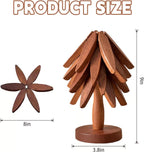 Folding Wooden Trivet Set with Tree Stand 8 Inch