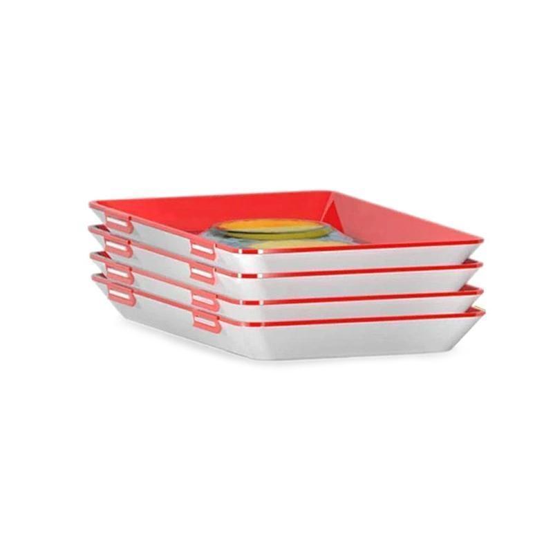 Food Preservation Trays with Elastic Lid Set of 3 Red
