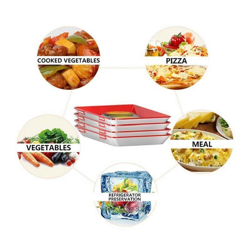 Food Preservation Trays with Elastic Lid Set of 3 Red