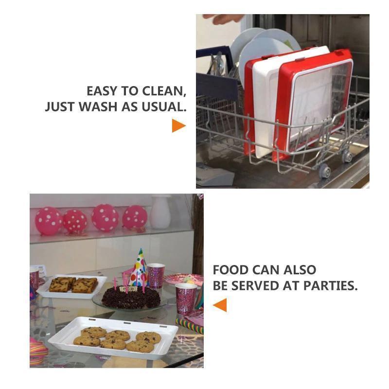 Food Preservation Trays with Elastic Lid Set of 3 Red
