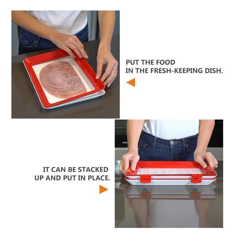 Food Preservation Trays with Elastic Lid Set of 3 Red