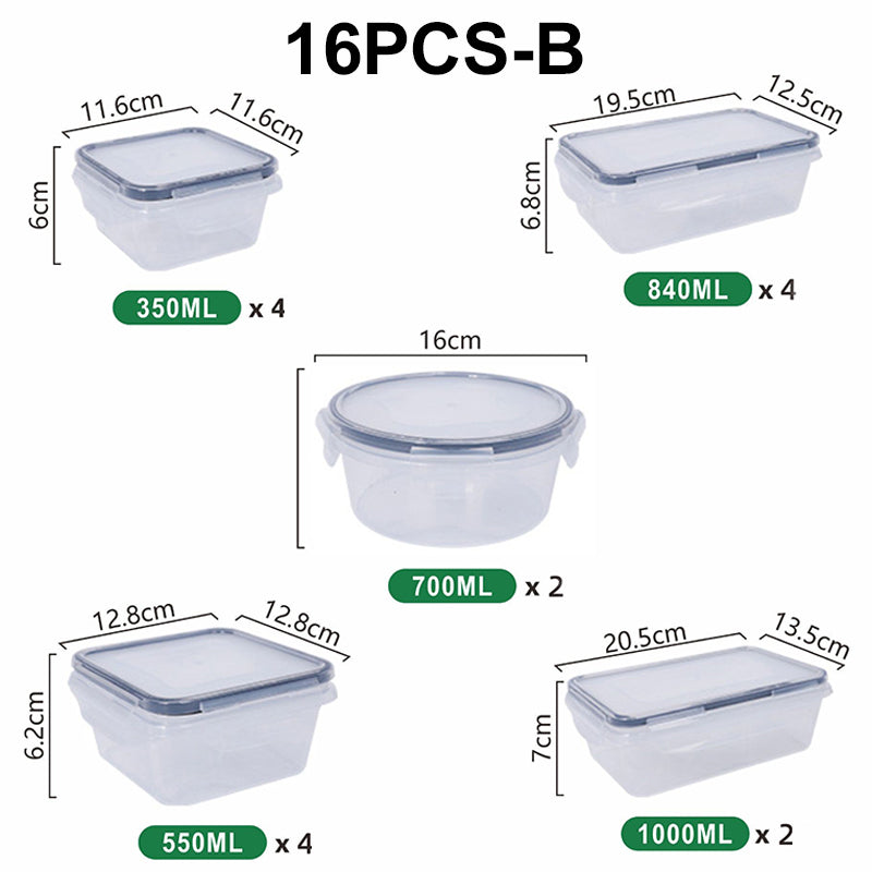 Food Storage Containers with Locking Lids 12 or 16 Piece Set