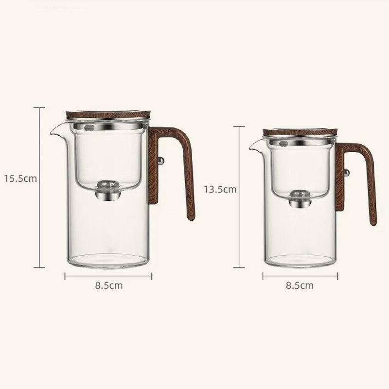 Glass Teapot with Infuser and Wooden Handle