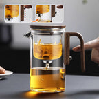 Glass Teapot with Infuser and Wooden Handle