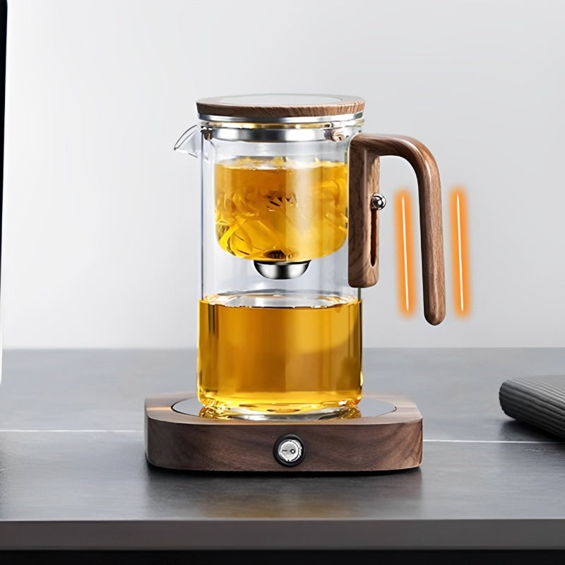 Glass Teapot with Infuser and Wooden Handle