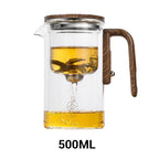 Glass Teapot with Infuser and Wooden Handle