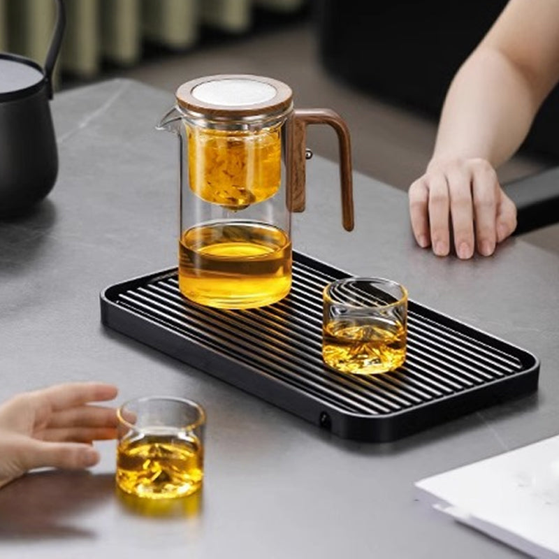 Glass Teapot with Infuser and Wooden Handle