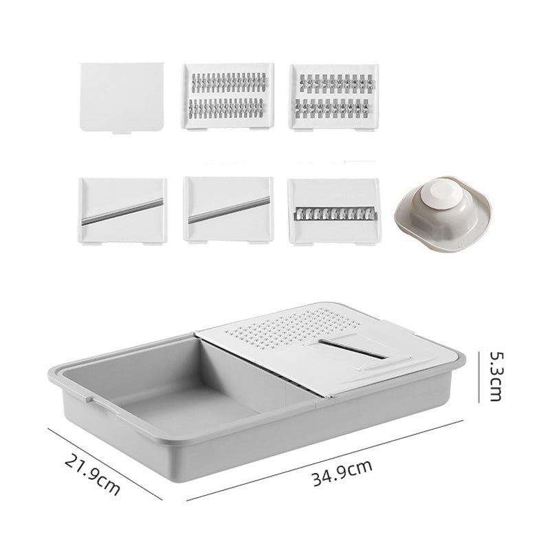Grater and Drainer Cutting Board Set 6 in 1 Gray White