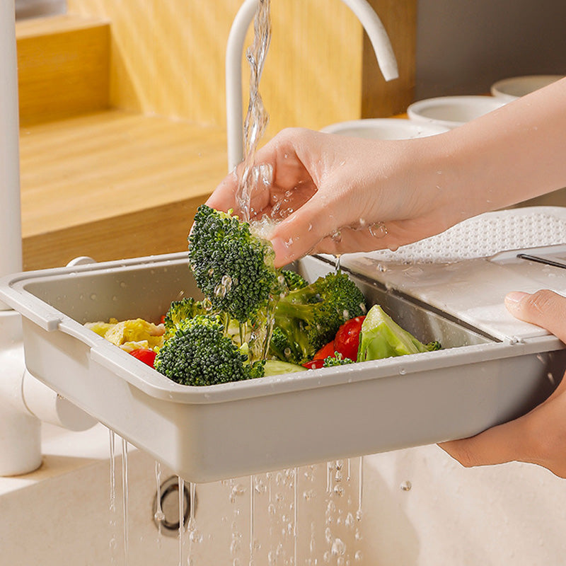 Grater and Drainer Cutting Board Set 6 in 1 Gray White