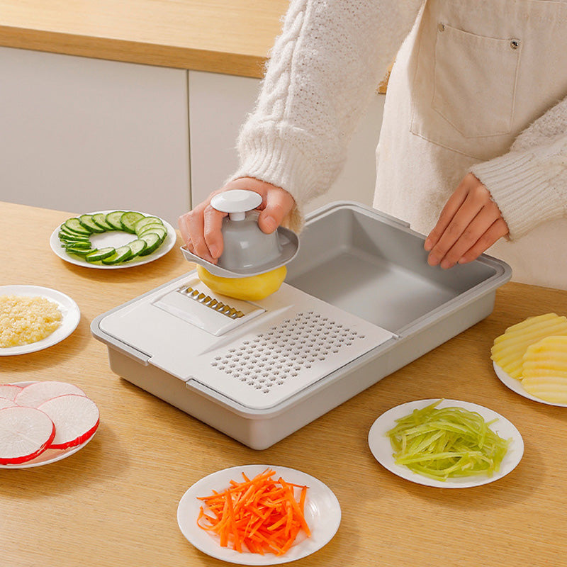 Grater and Drainer Cutting Board Set 6 in 1 Gray White