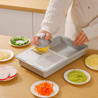 Grater and Drainer Cutting Board Set 6 in 1 Gray White
