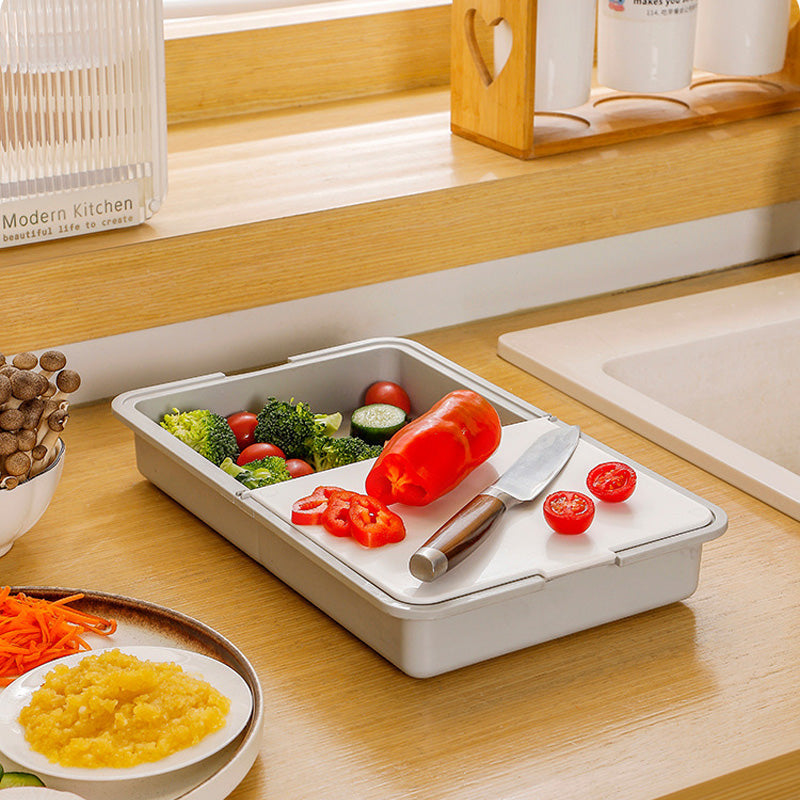 Grater and Drainer Cutting Board Set 6 in 1 Gray White