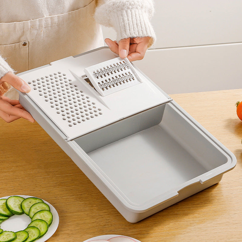 Grater and Drainer Cutting Board Set 6 in 1 Gray White