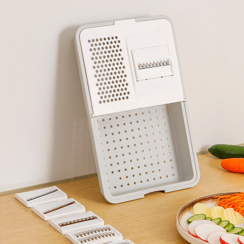 Grater and Drainer Cutting Board Set 6 in 1 Gray White