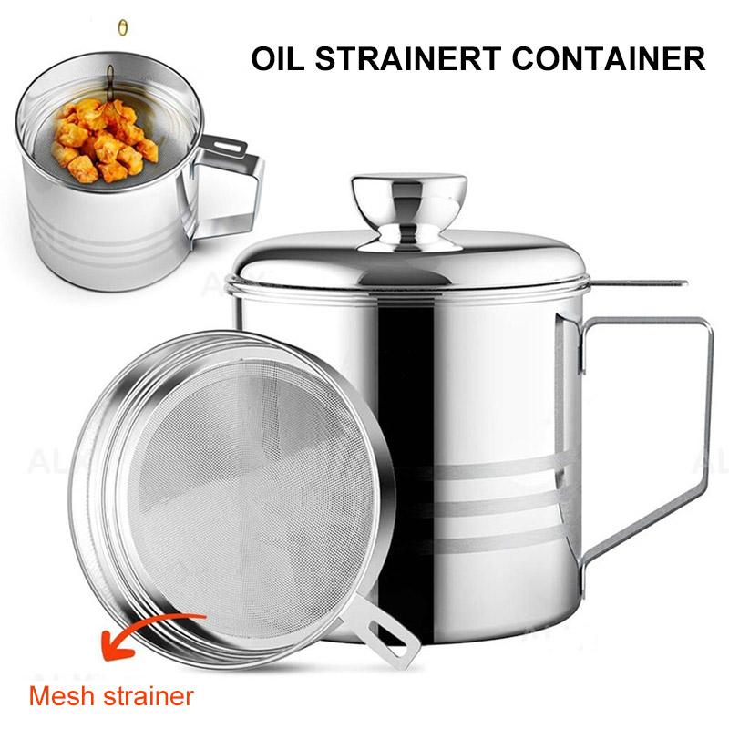 Grease Container with Strainer Stainless Steel 1.2 L
