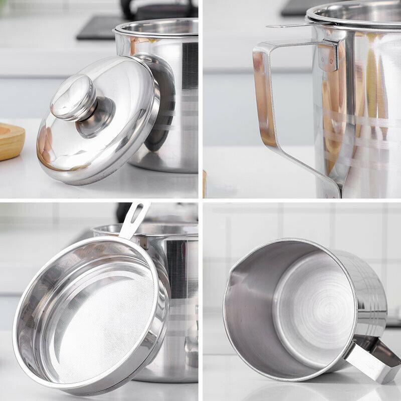 Grease Container with Strainer Stainless Steel 1.2 L