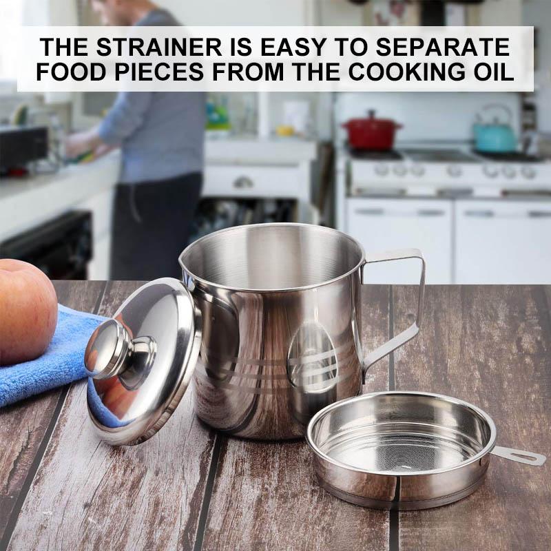 Grease Container with Strainer Stainless Steel 1.2 L