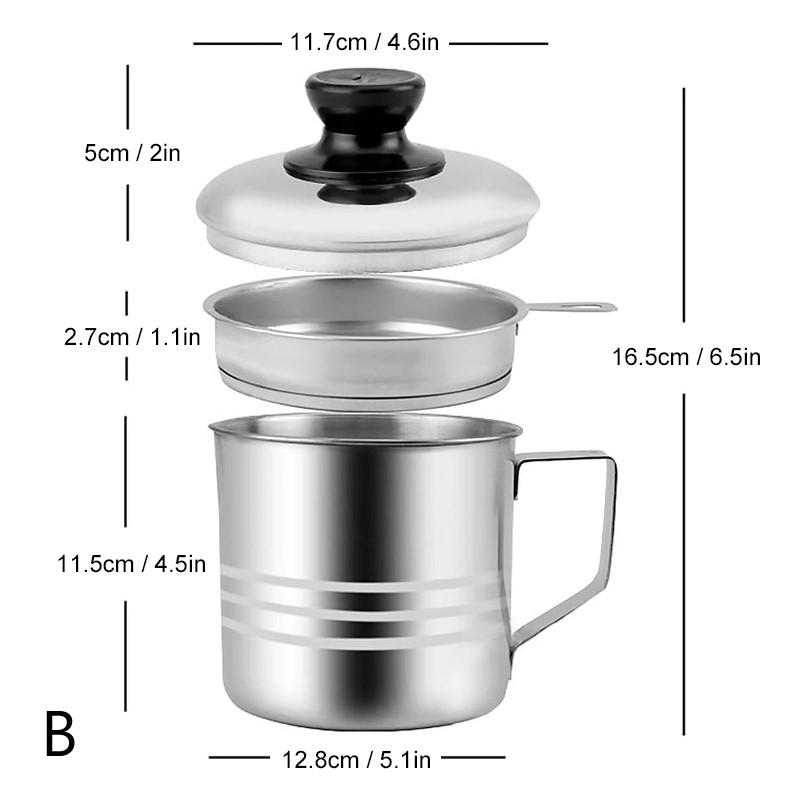 Grease Container with Strainer Stainless Steel 1.2 L