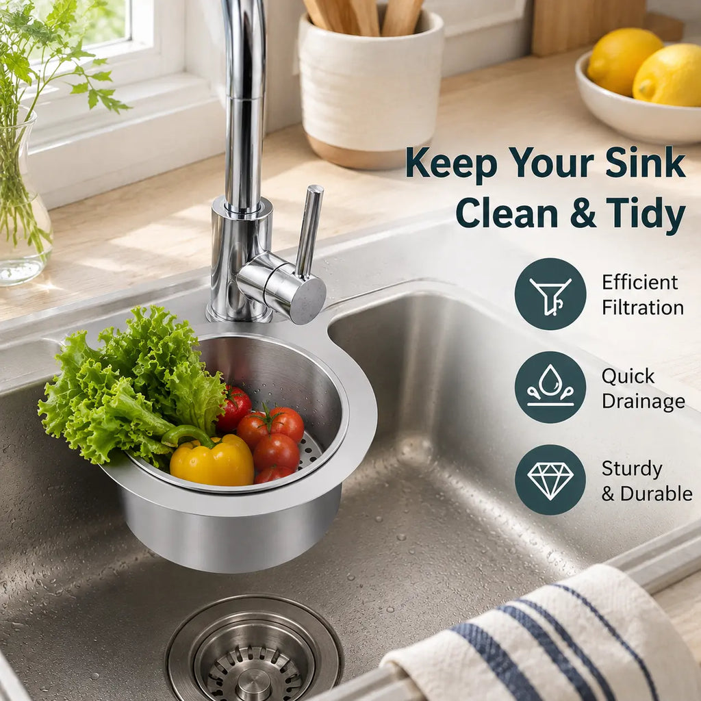 Hanging Sink Strainer Basket Stainless Steel Set of 2