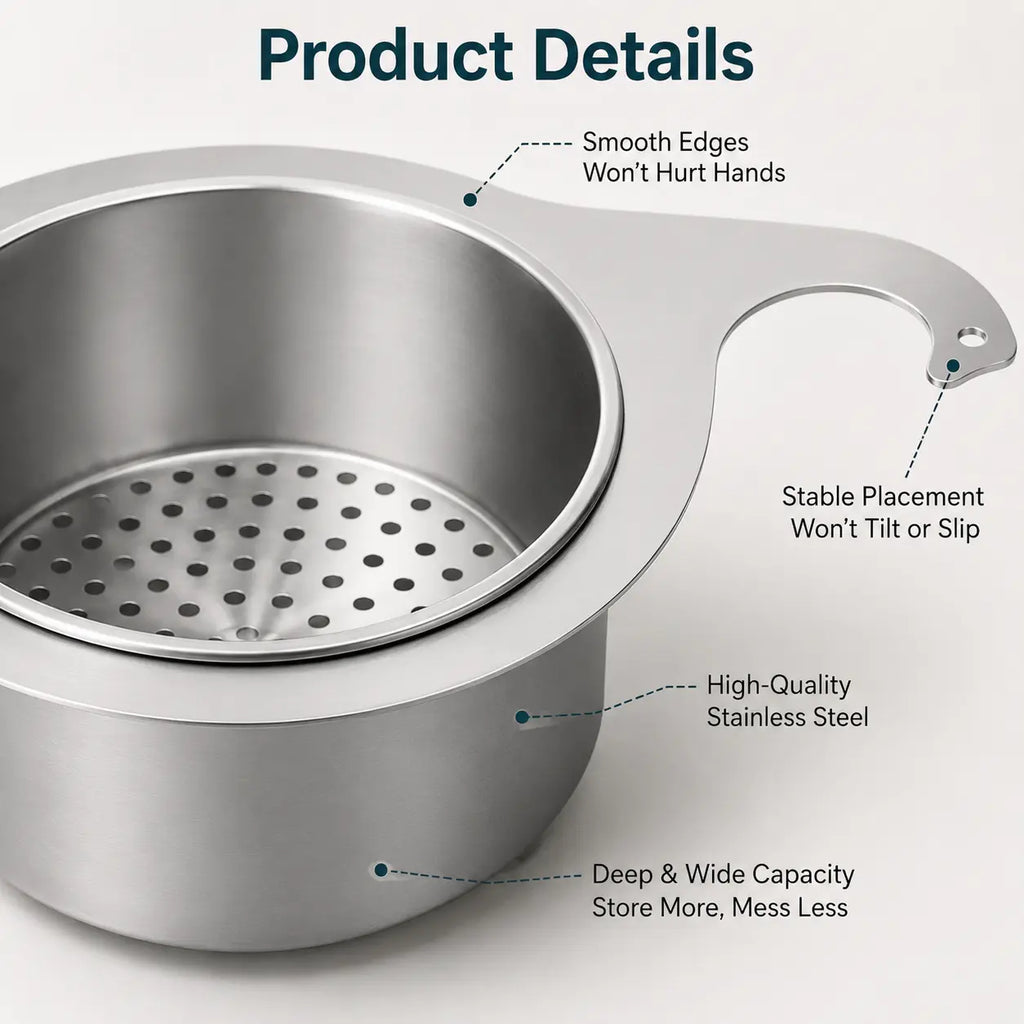 Hanging Sink Strainer Basket Stainless Steel Set of 2