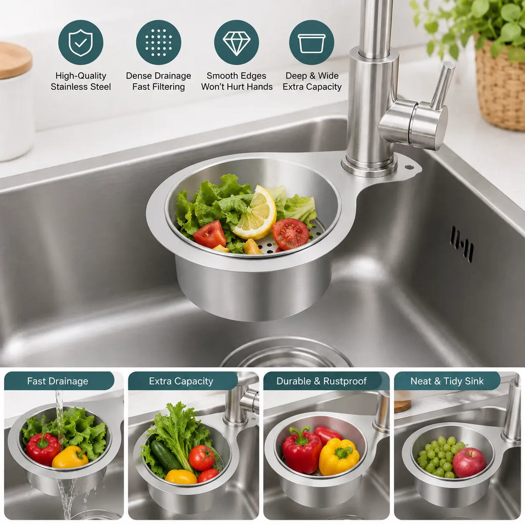 Hanging Sink Strainer Basket Stainless Steel Set of 2