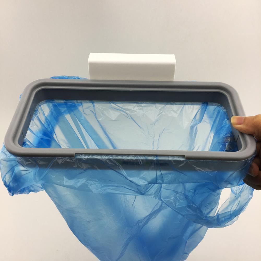 Hanging Trash Bag Holder for Cabinet Doors with Lid