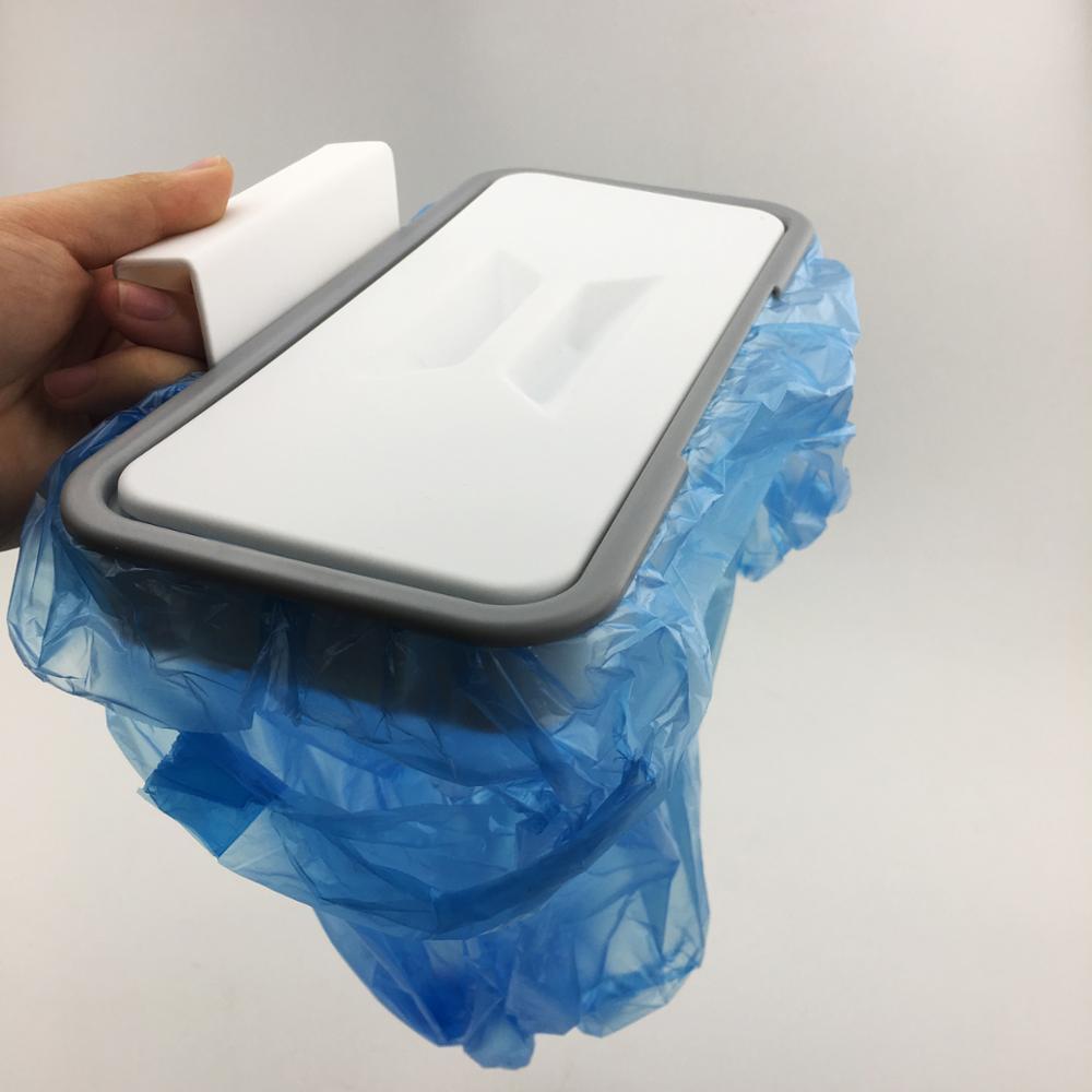 Hanging Trash Bag Holder for Cabinet Doors with Lid