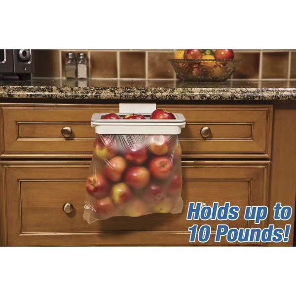 Hanging Trash Bag Holder for Cabinet Doors with Lid