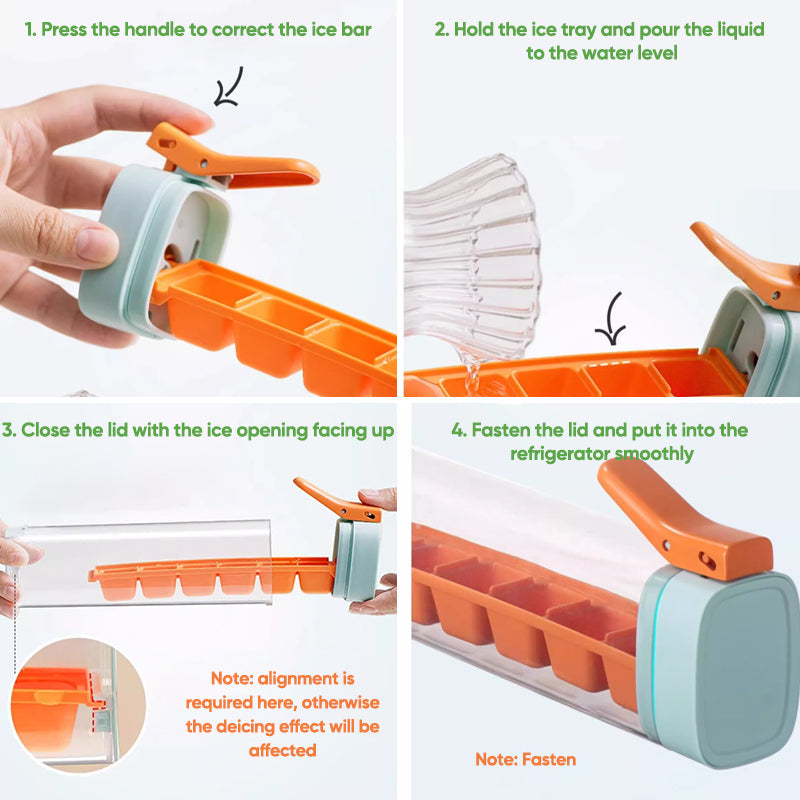 Ice Cube Trays with Lid and Press Release 6 Cubes