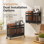 Kitchen Utensil Holder Wall Mount or Countertop with Drip Tray