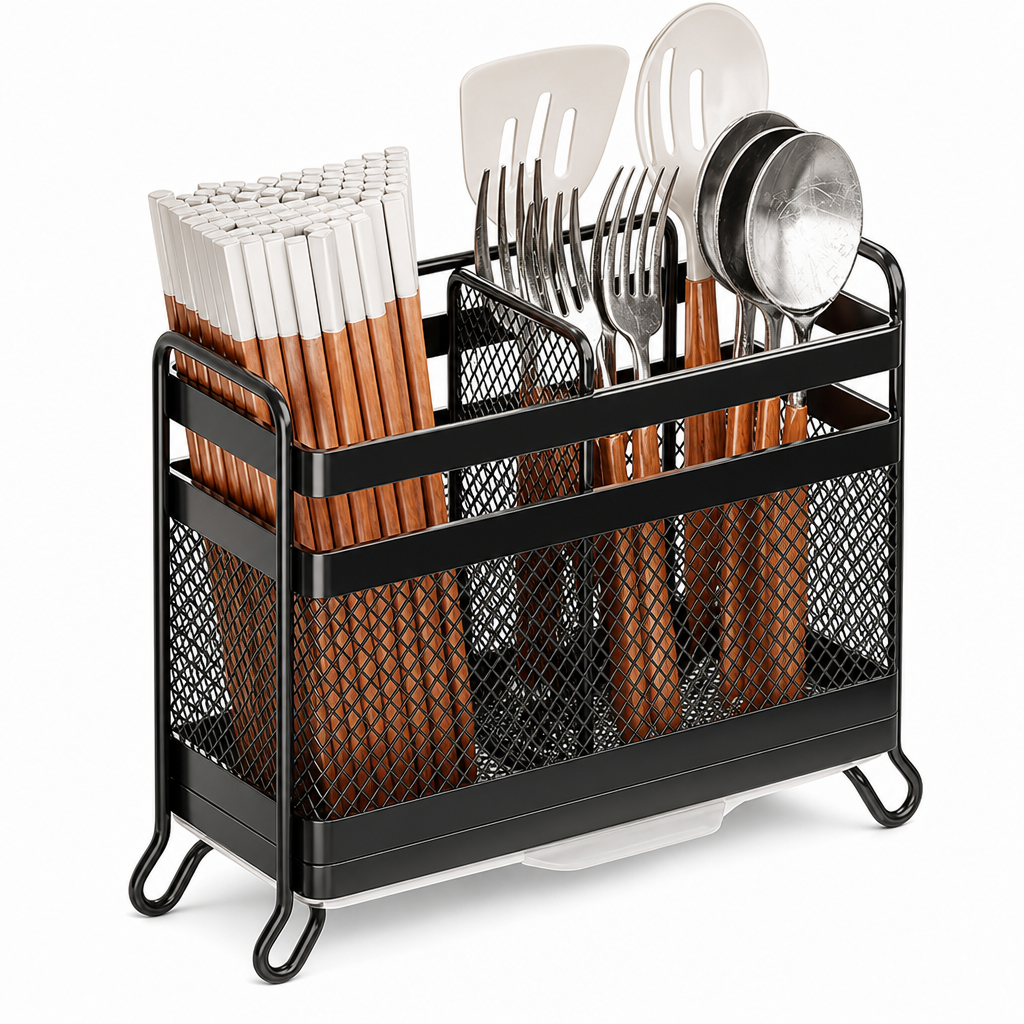 Kitchen Utensil Holder Wall Mount or Countertop with Drip Tray